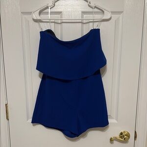 Elegant Blue Strapless Romper